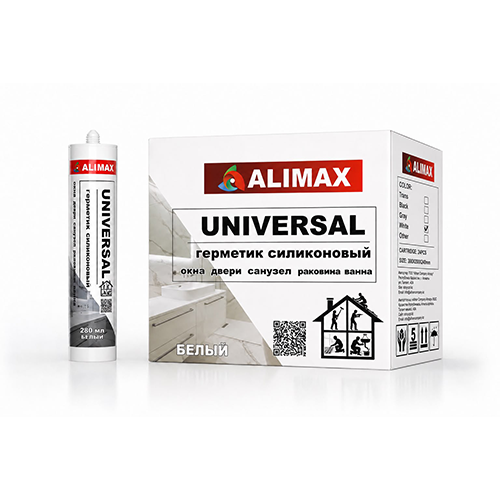 Герметик силиконовый Universal Alimax белый, 280 мл