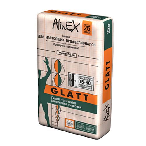 AlinEX «GLATT» Гипсовая универсальная шпатлевка 25 кг